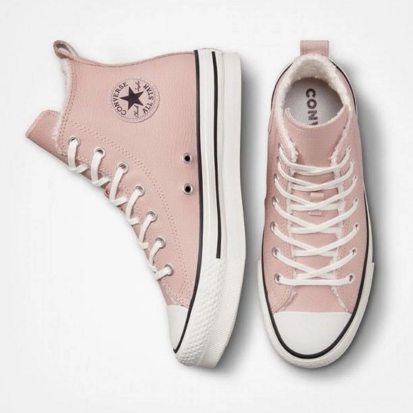 Converse Ctas Eva Life Hi Girls Mauve/White Leather Skate Shoes - Picture 5 of 6